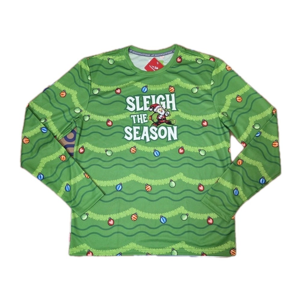 Headsweats Performance Tee Size Medium Sleigh The Season Christmas Running NWT